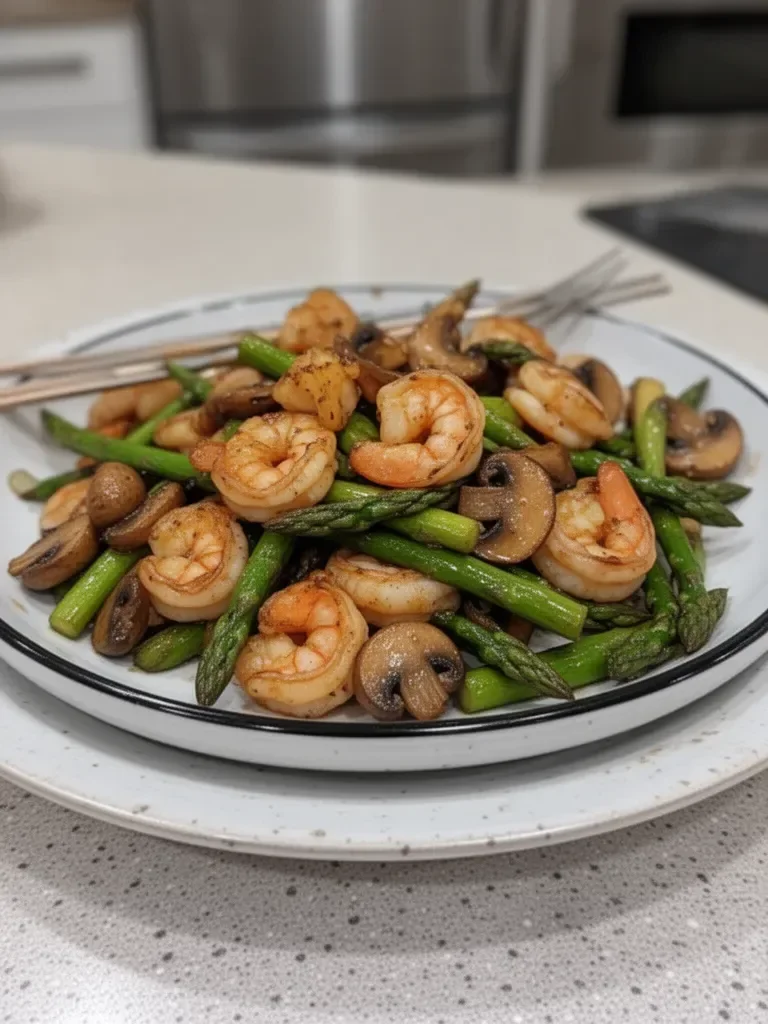 Shrimp and Asparagus Stir-Fry with Mushrooms