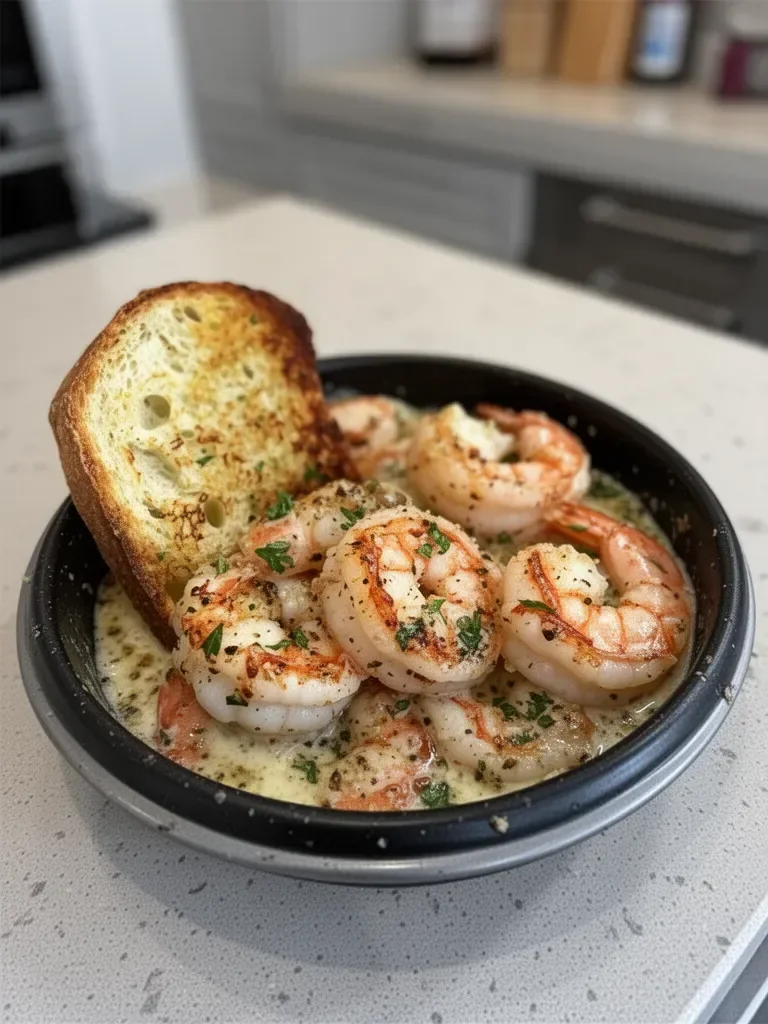 Shrimp Scampi Bowls with Garlic Bread