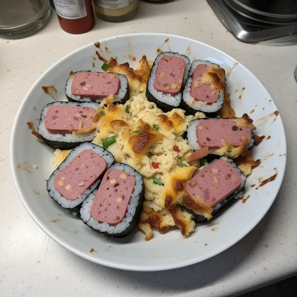 Delicious Spam Musubi Bake served on a plate