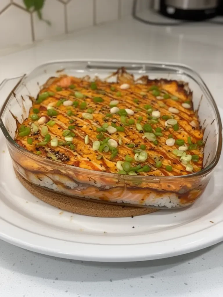 Spicy Salmon Sushi Bake