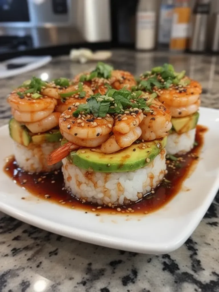 Spicy Shrimp Sushi Stacks