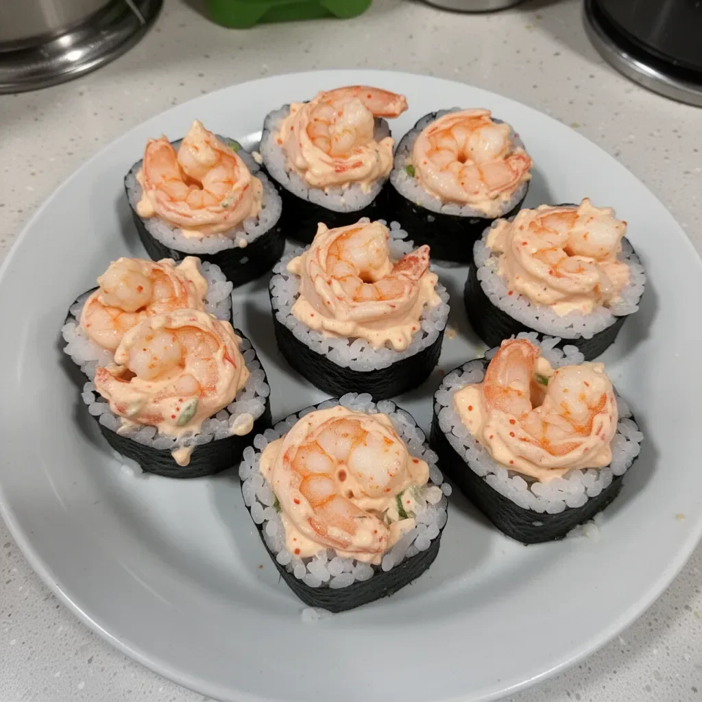 Delicious sushi cups filled with creamy spicy shrimp for a flavorful bite