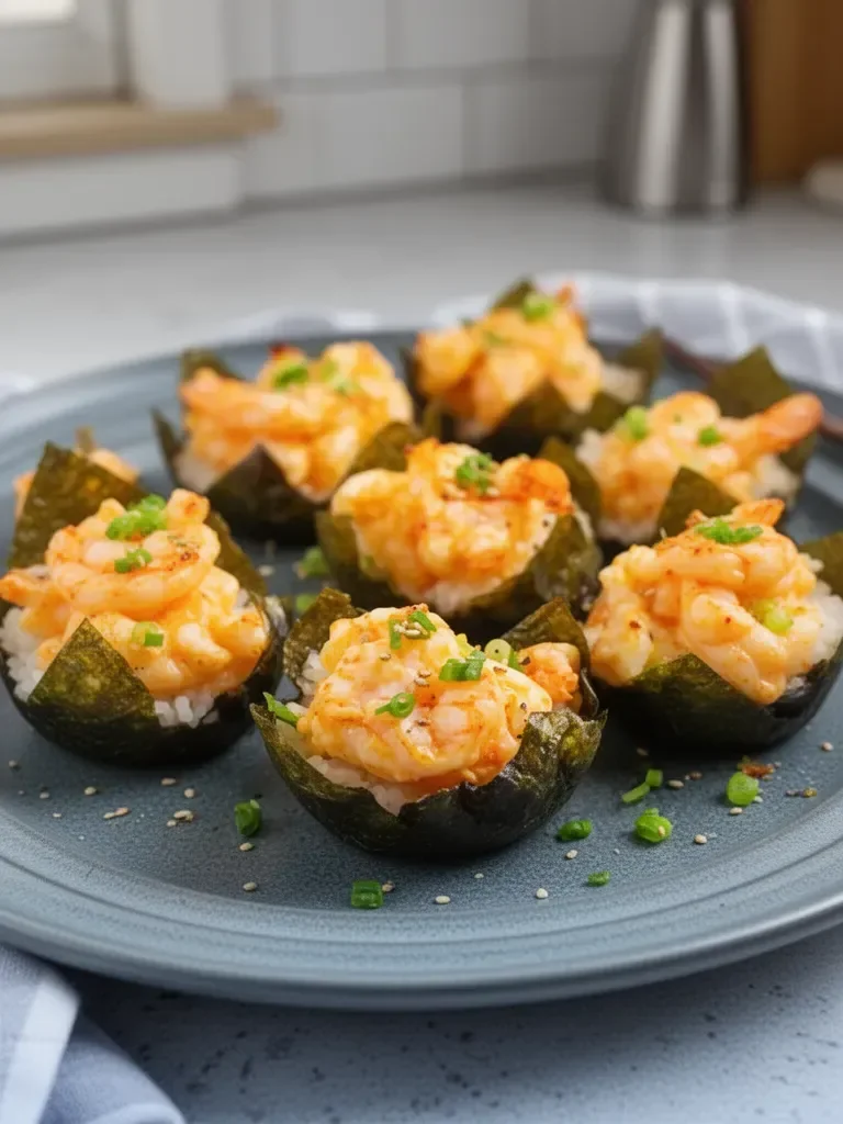 Sushi Cups with Creamy Spicy Shrimp