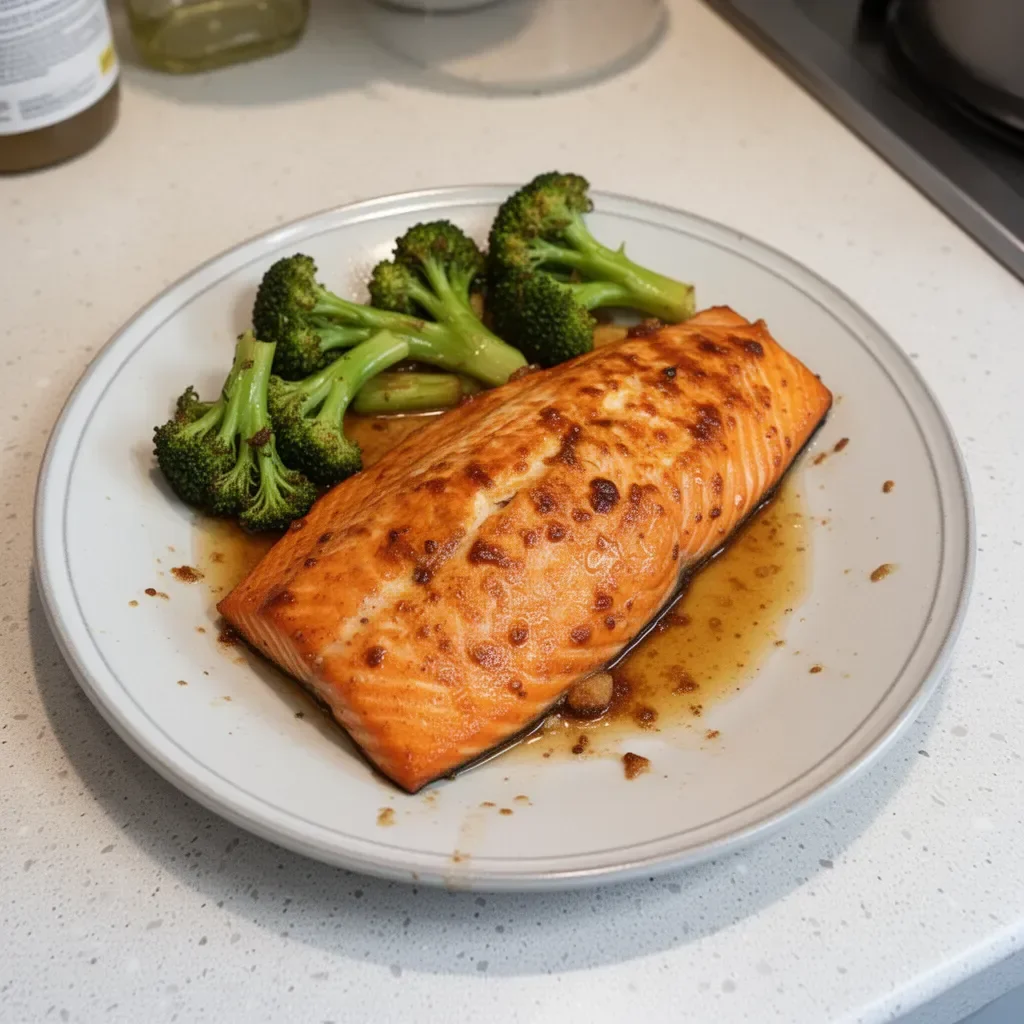 Delicious 4-ingredient orange salmon served with vegetables