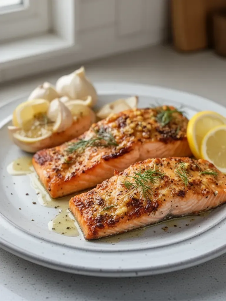 Baked Lemon Dijon Salmon with Garlic