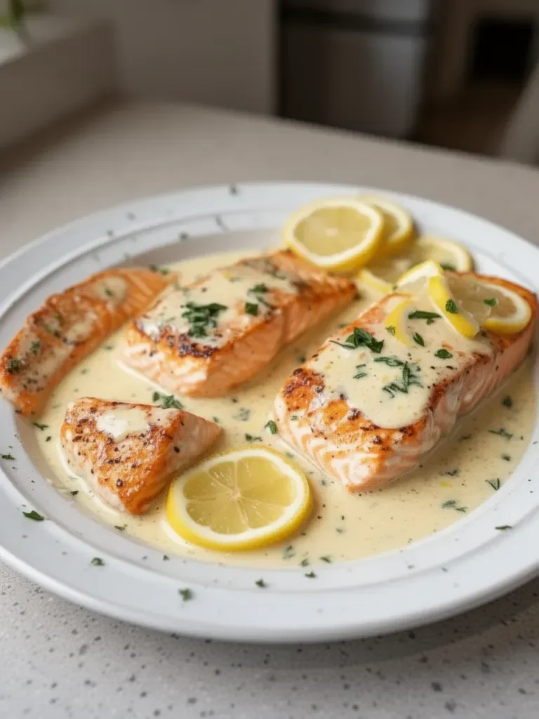 Baked Salmon with Lemon Butter Cream Sauce