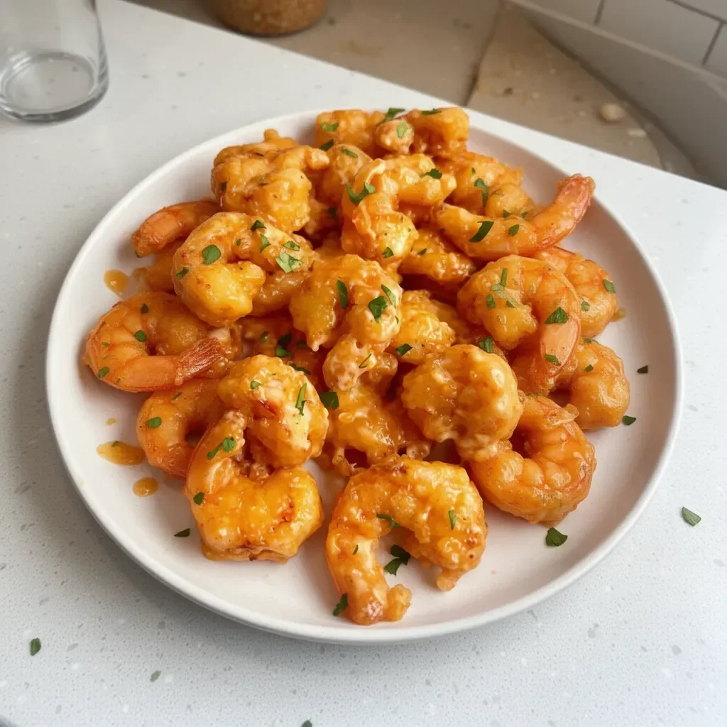 Crispy Bang Bang Shrimp served with spicy sauce on a plate