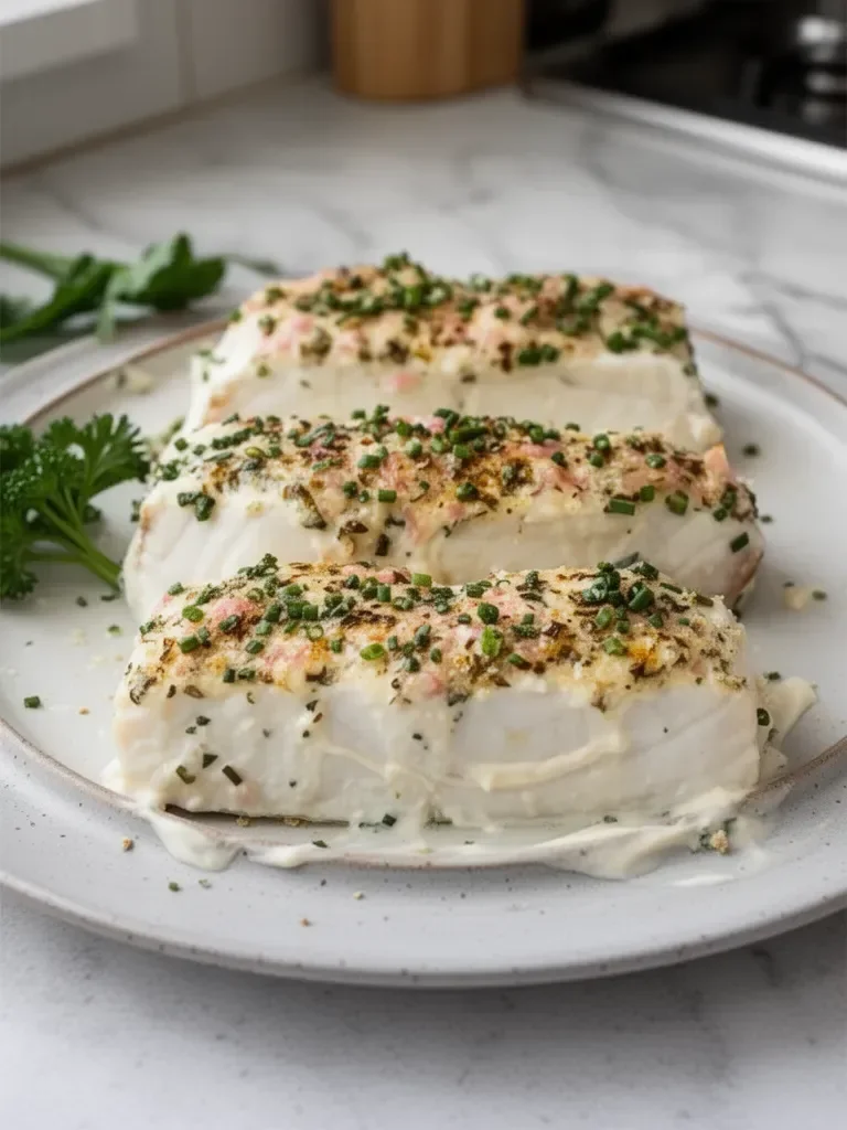 Best Baked Halibut with Herbed Mayonnaise Crust