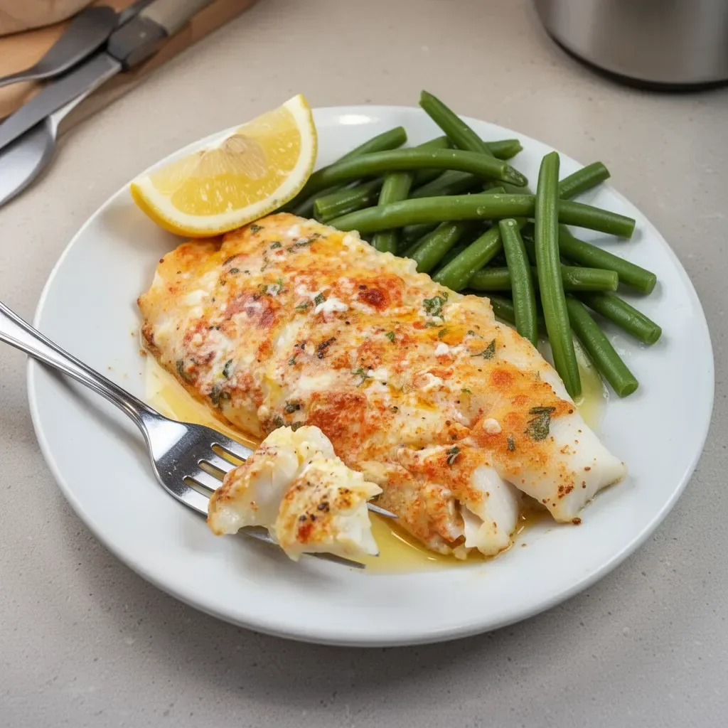 Delicious butter-baked haddock served with herbs and lemon