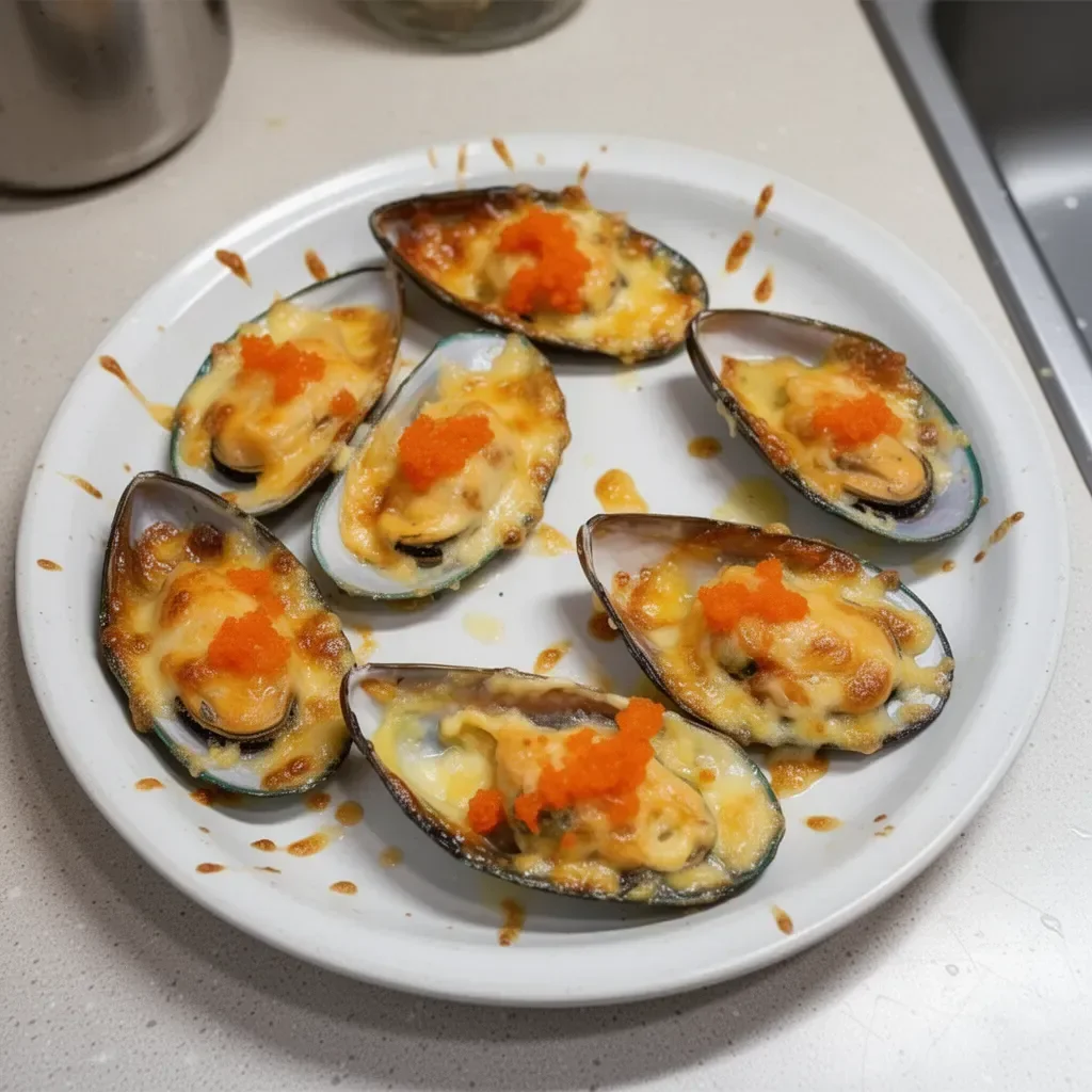 Delicious Cheese-Mayo Baked Mussels ready to be served