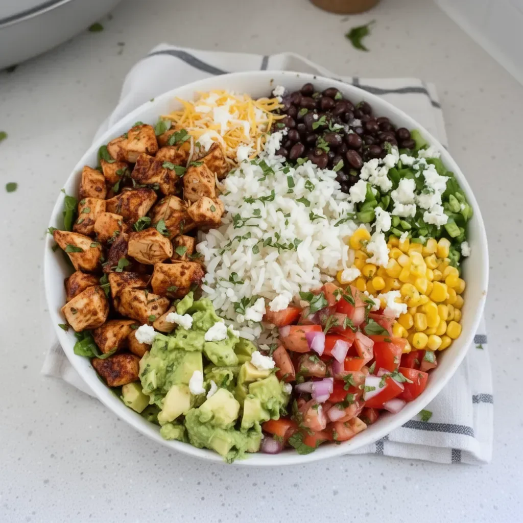 Delicious Chicken Burrito Bowl with fresh ingredients and vibrant colors