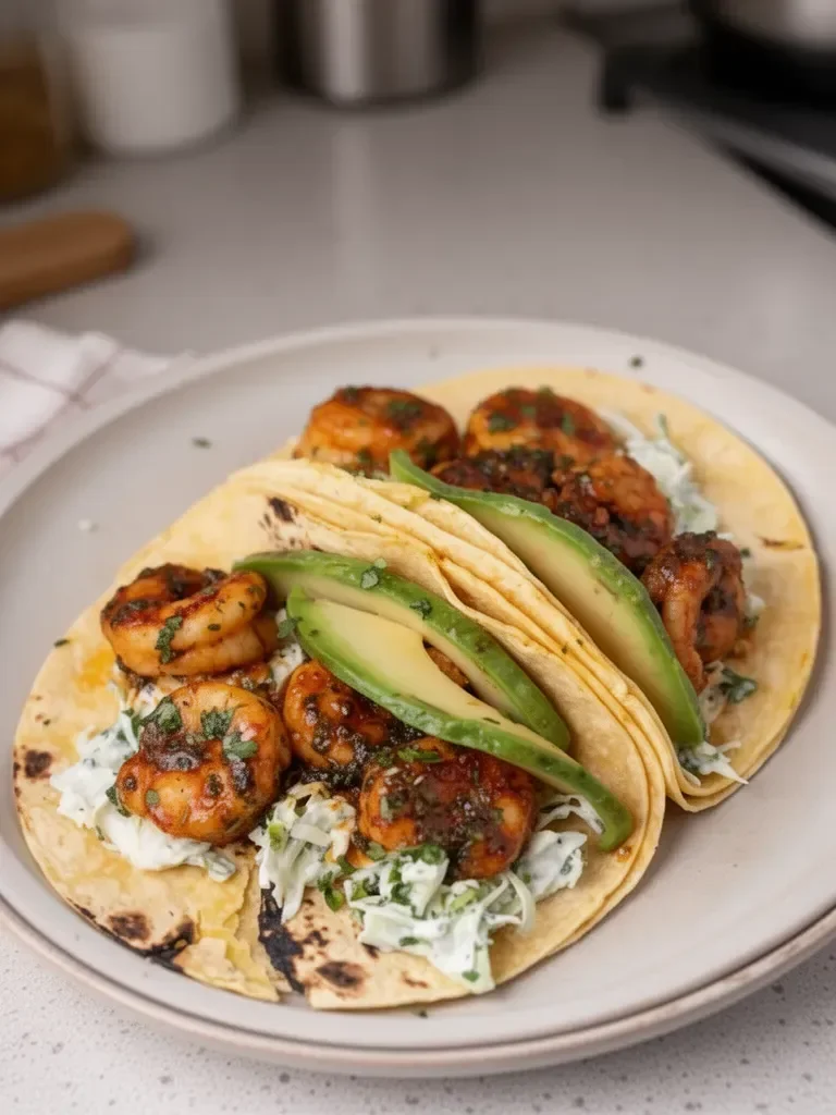 Cilantro Lime Shrimp Tacos with Creamy Slaw