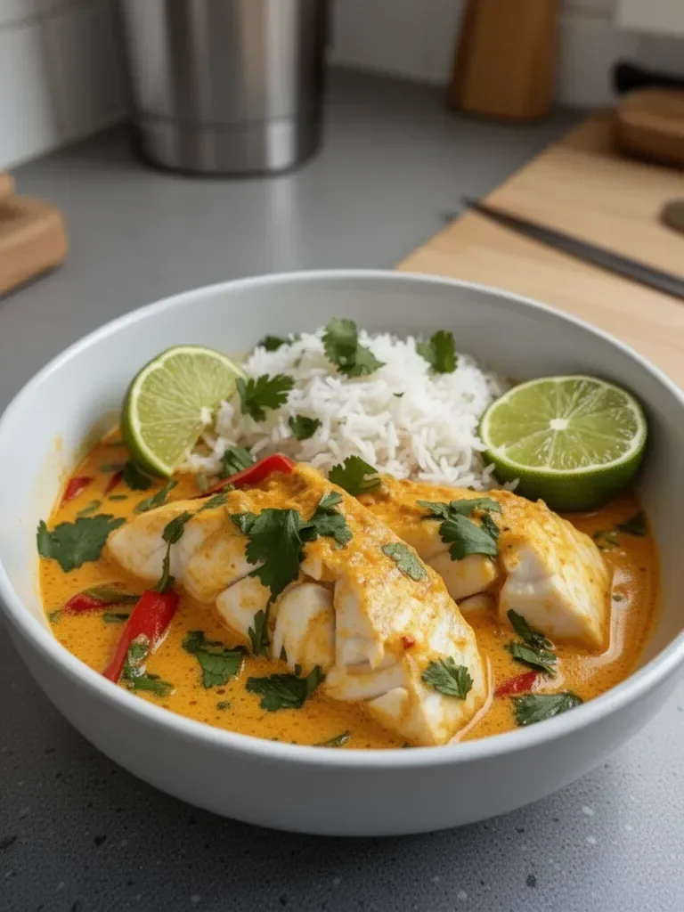 Coconut Lime Fish Curry with Jasmine Rice