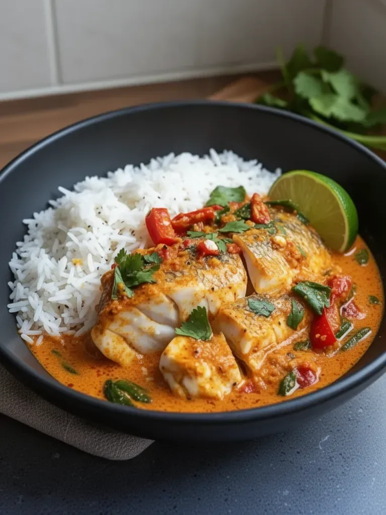 Coconut Lime Fish Curry with Jasmine Rice