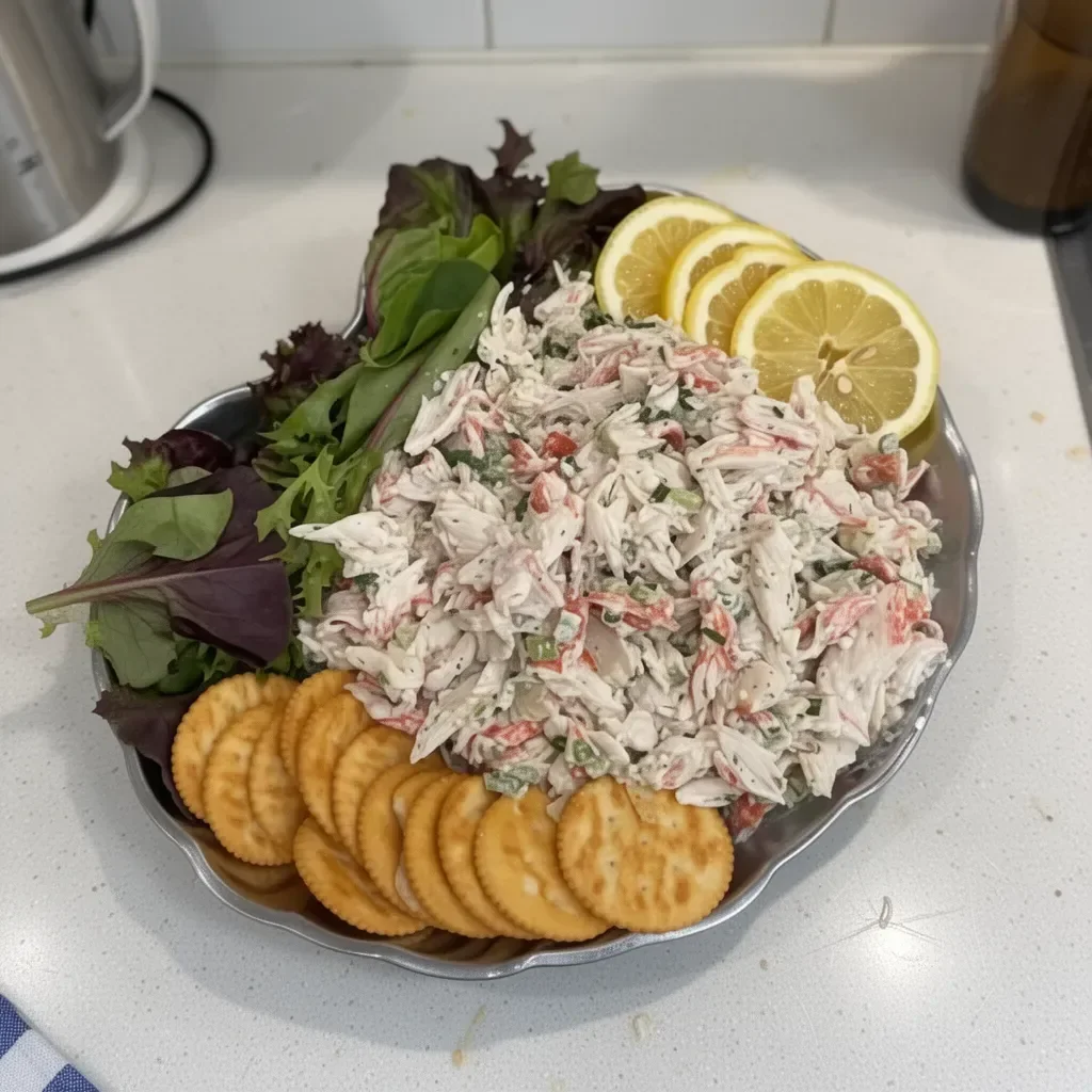 Delicious crab salad with fresh ingredients served in a bowl