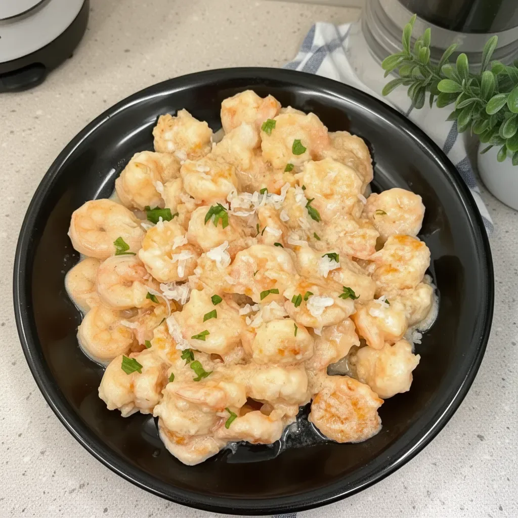 Creamy coconut shrimp served buffet style, quick and easy recipe for all occasions.