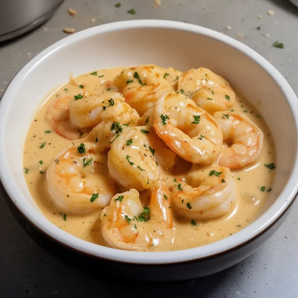 Delicious creamy shrimp Newburg served in a white sauce with herbs