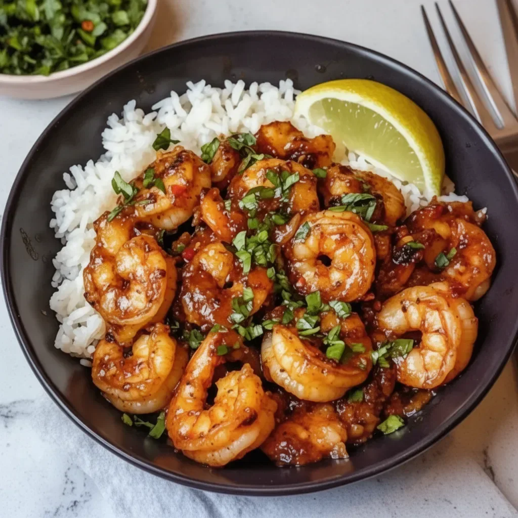 Delicious Diablo Shrimp served in a spicy sauce