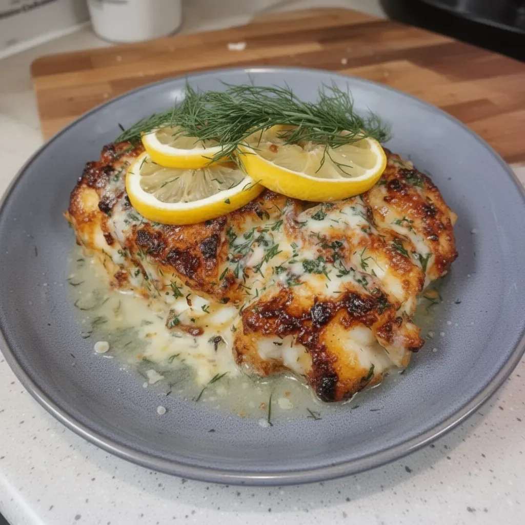 Zesty Lemon Dill Baked Cod served with fresh herbs, a keto-friendly fish dinner.