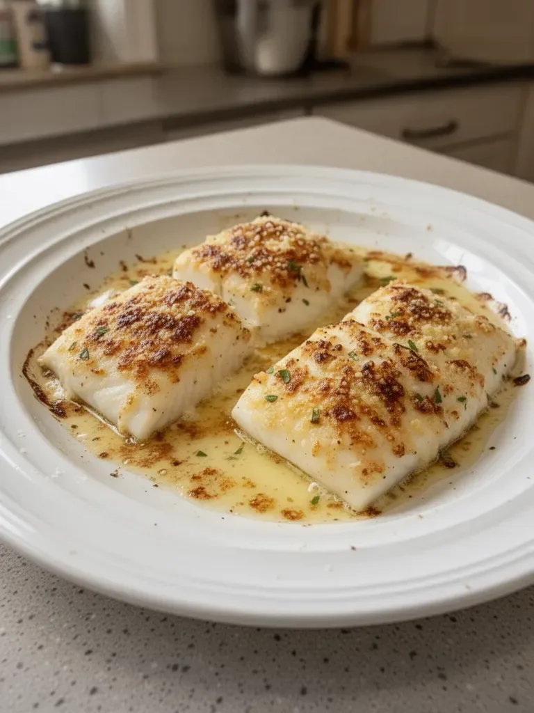 Garlic Parmesan Baked Halibut