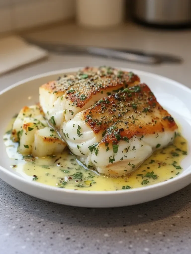 Golden Seared Cod with Herb Butter Sauce