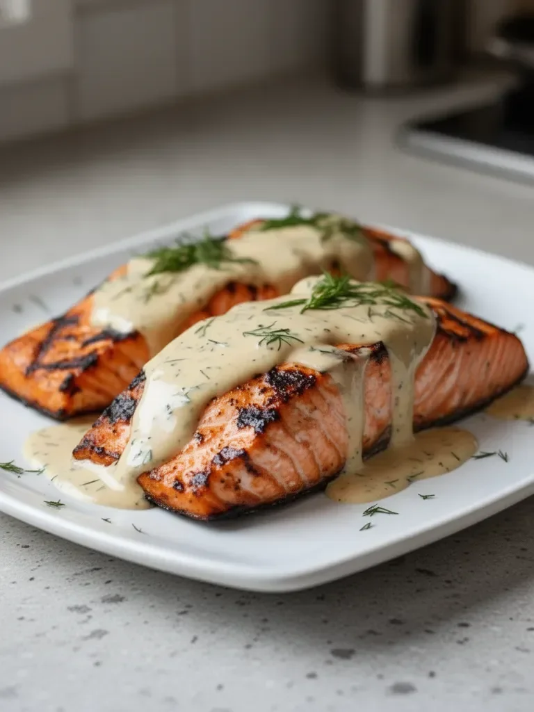 Grilled Salmon with Dijon Mustard Sauce