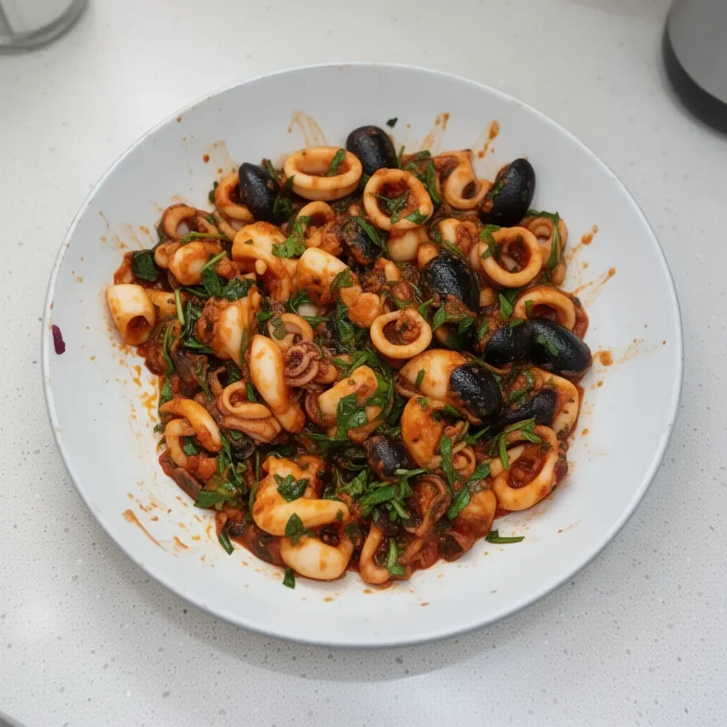 Delicious Keto Garlic Squid cooked with fresh garlic and herbs.