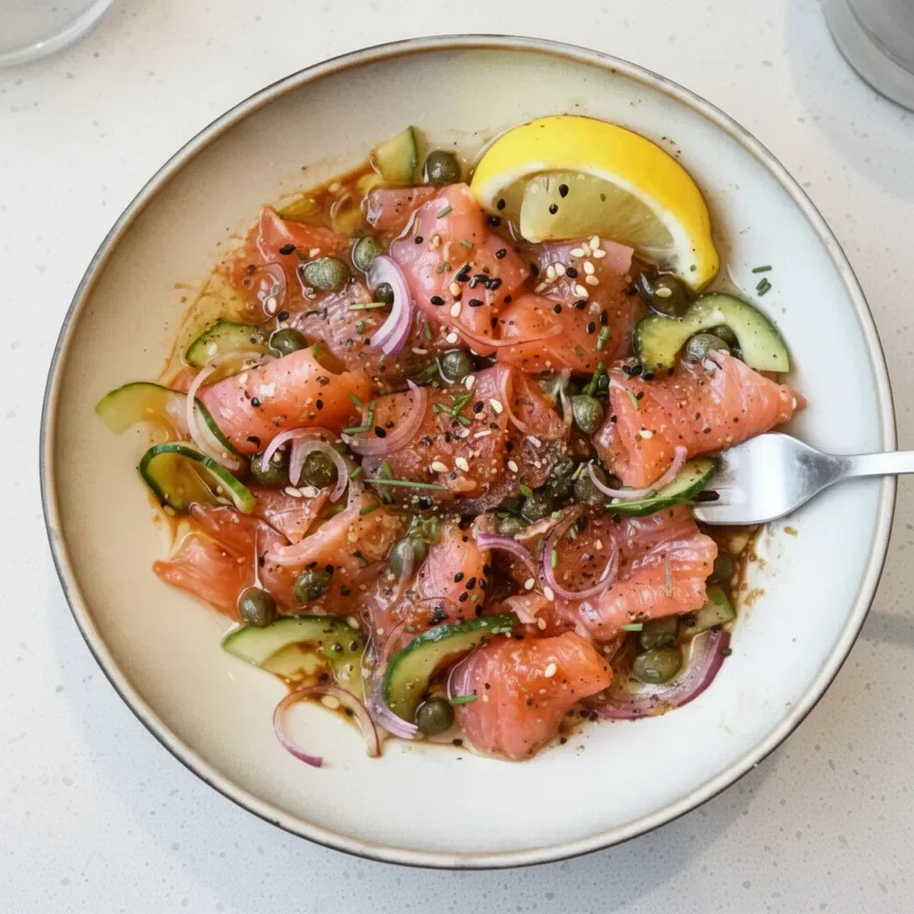 Miso Soy Salmon Sashimi Bowl with fresh ingredients and vibrant presentation