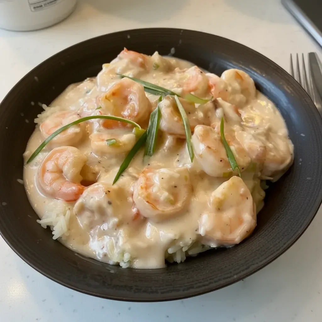 Creamy Chinese coconut shrimp dish served on a plate