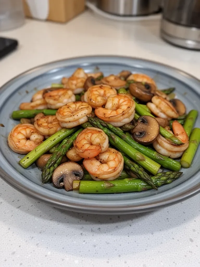 Shrimp and Asparagus Stir-Fry with Mushrooms