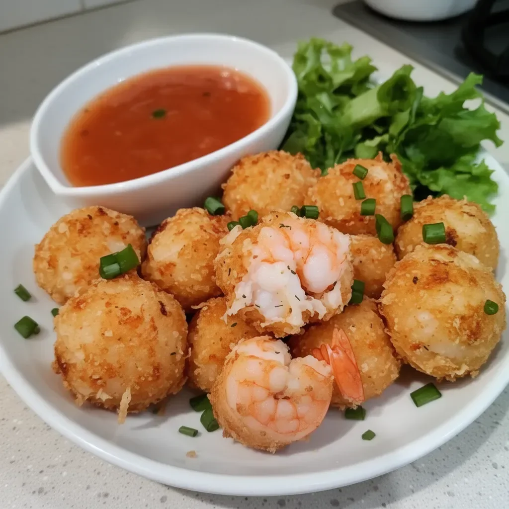 Delicious homemade shrimp balls ready to serve