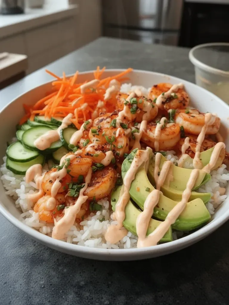 Shrimp Rice Bowls with Spicy Mayo
