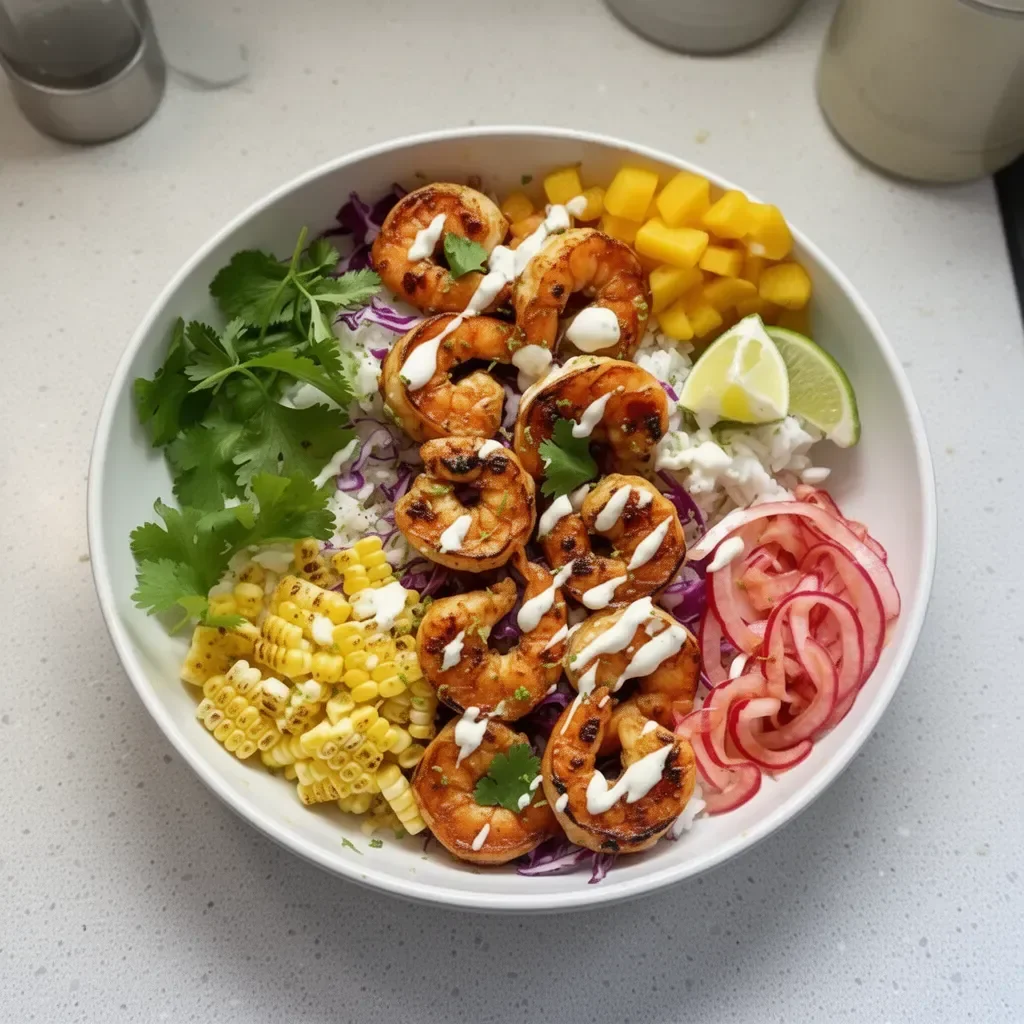 Delicious shrimp taco bowls with fresh toppings and vibrant colors