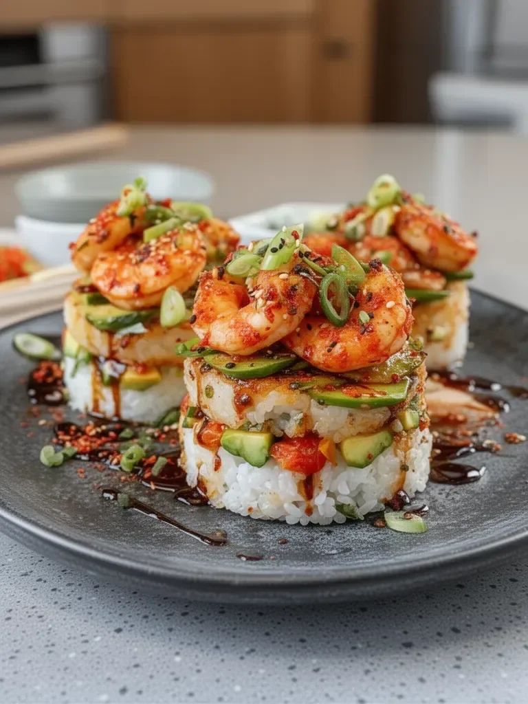 Spicy Shrimp Sushi Stacks – Bold, Layered & Totally Addictive