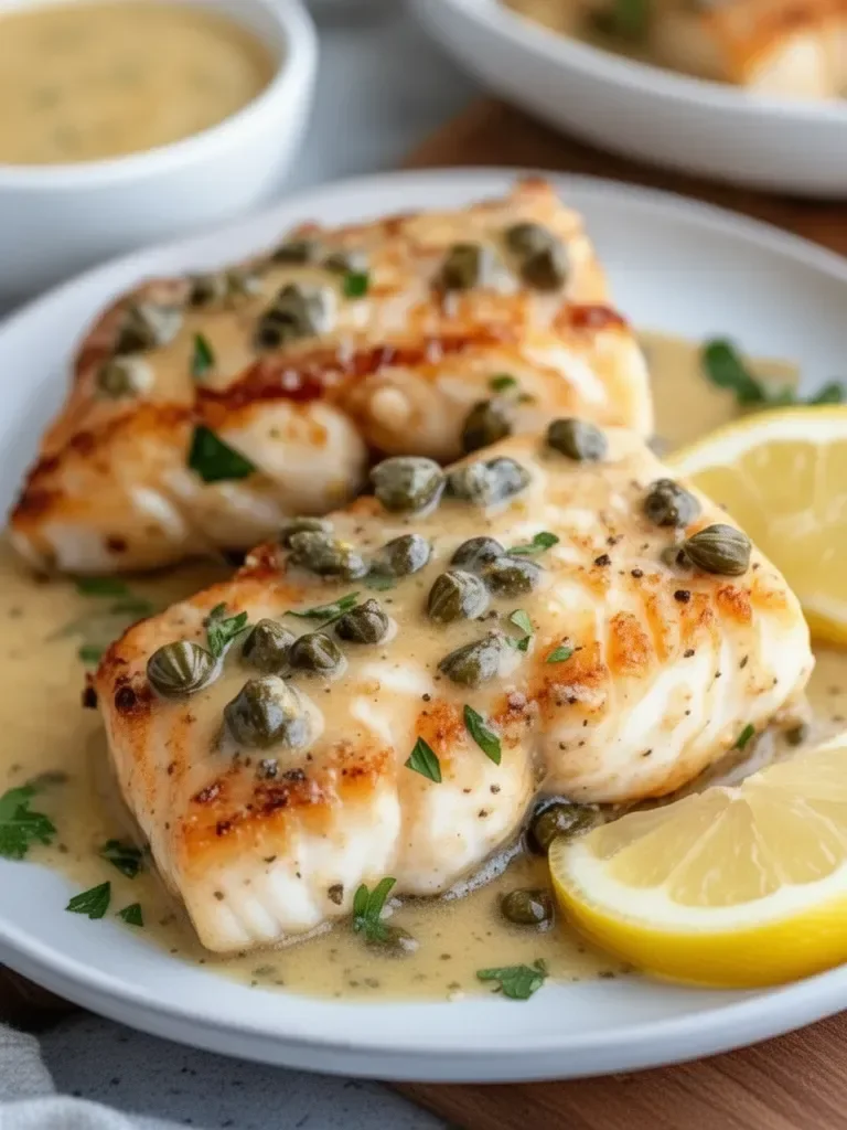 Tasty Halibut with Lemon Caper Sauce