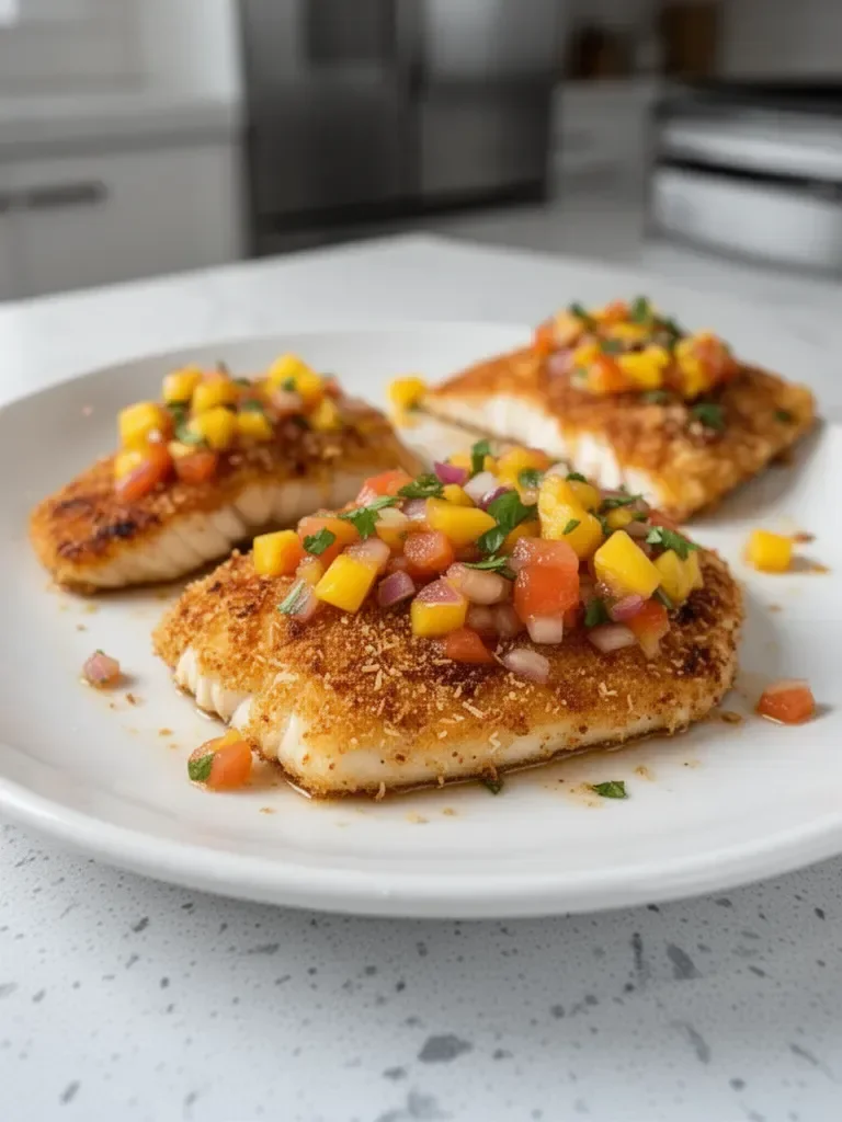 Tropical Coconut Crusted Fish with Mango Salsa