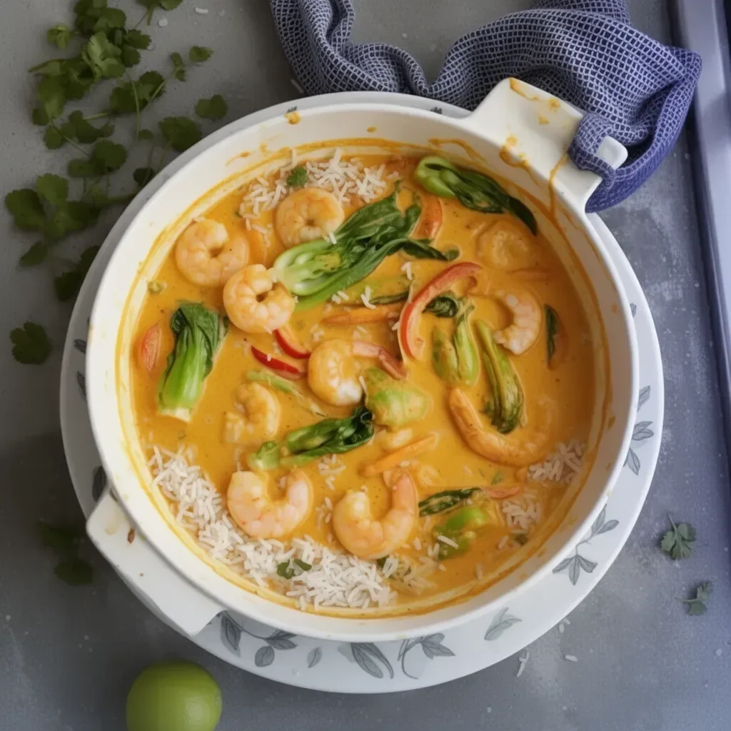 15-minute coconut shrimp curry served in a bowl with cilantro garnish