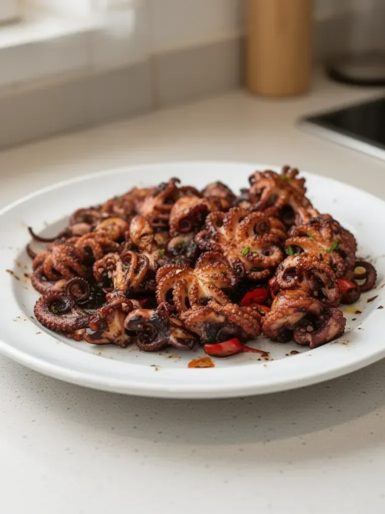 Crispy marinated baby octopus