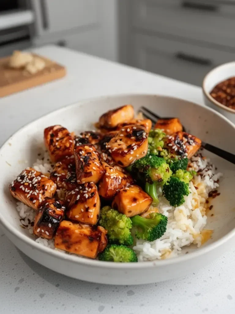 Crispy Orange Salmon Bowls