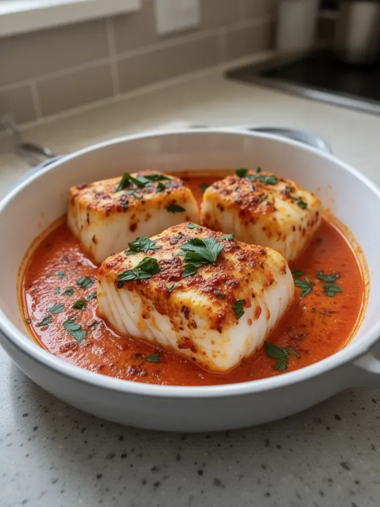 Delicious Cod in Roasted Red Pepper Sauce in Just 30 Minutes