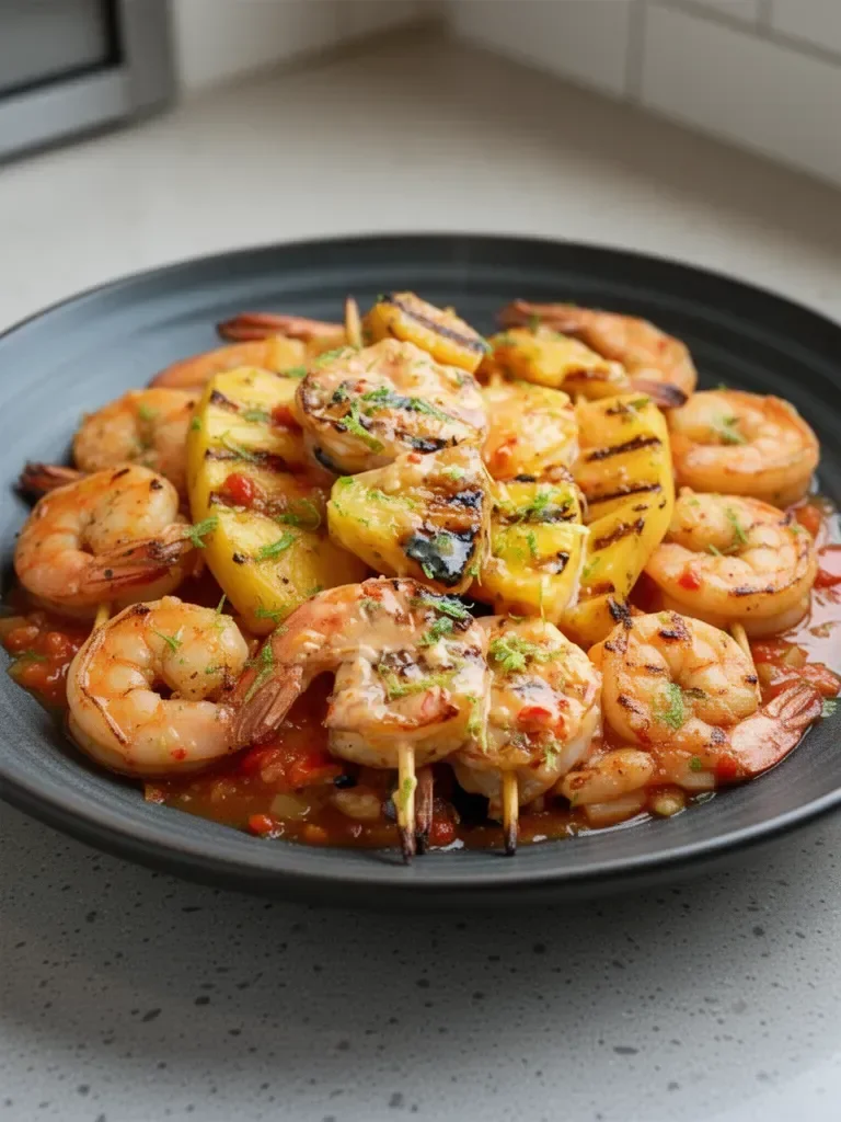 Grilled Coconut and Pineapple Sweet Chili Shrimp