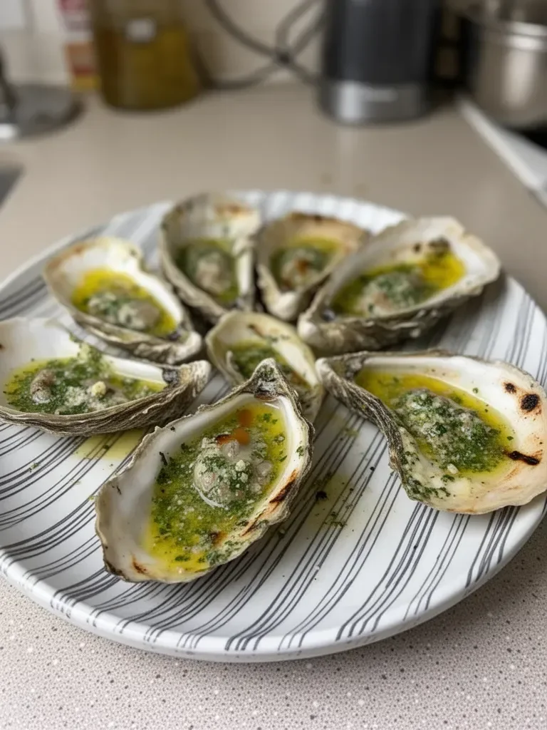 Grilled Oysters with Savory Butter