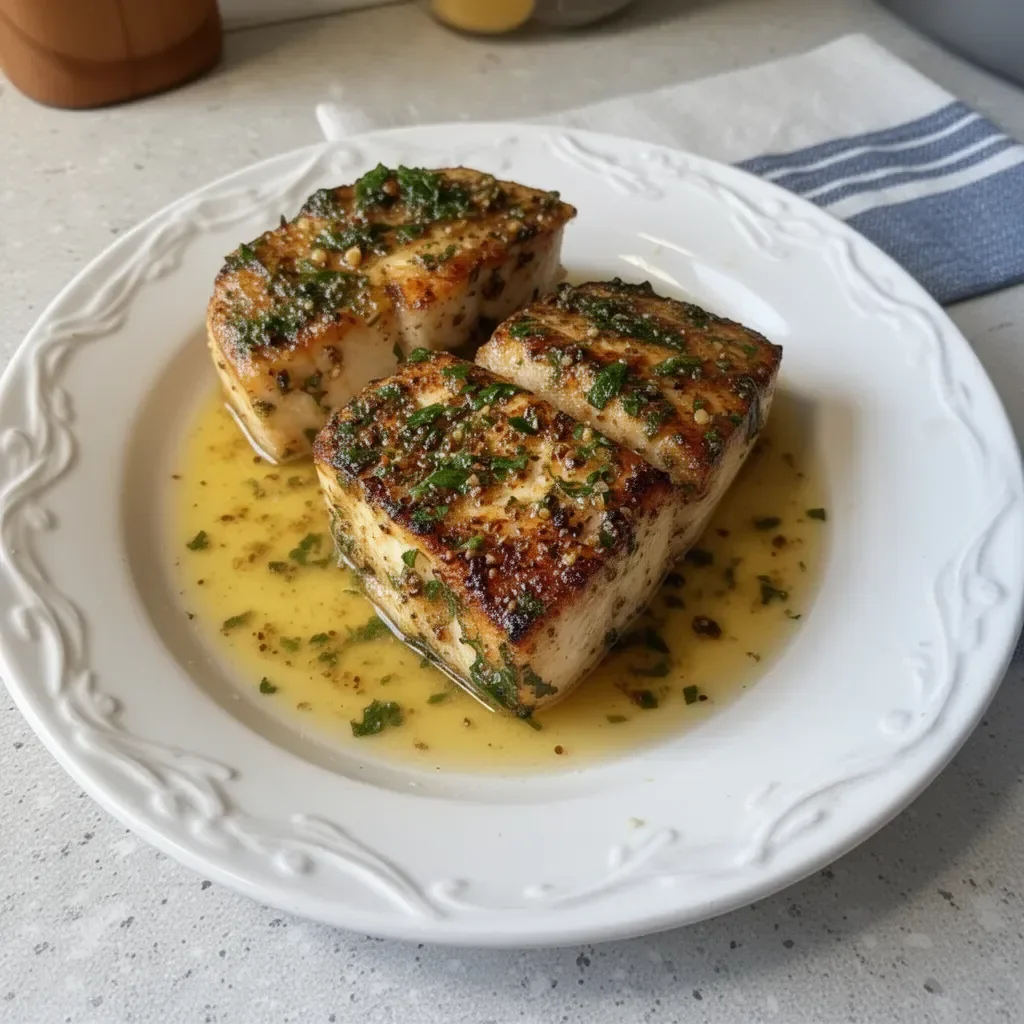 Delicious pan-seared mahi mahi served on a plate with garnish
