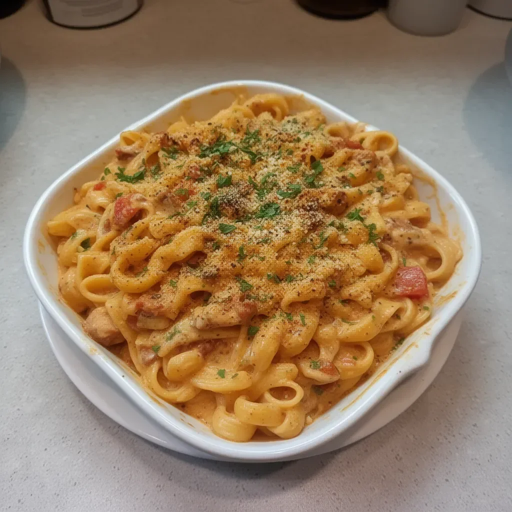 Delicious Pappadeaux Mardi Gras Pasta garnished with seafood and spices
