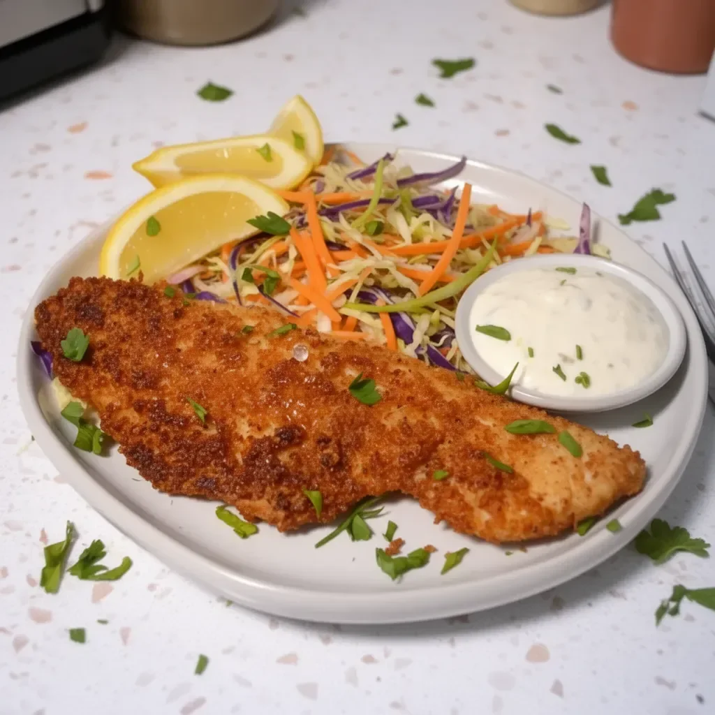 Crispy pan fried walleye served with lemon and herbs