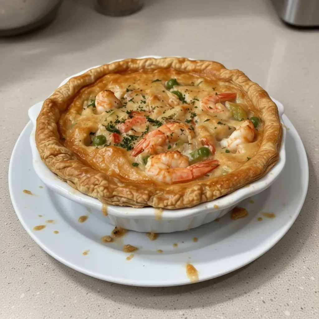 Delicious Cajun Seafood Pot Pie with fresh seafood and spices