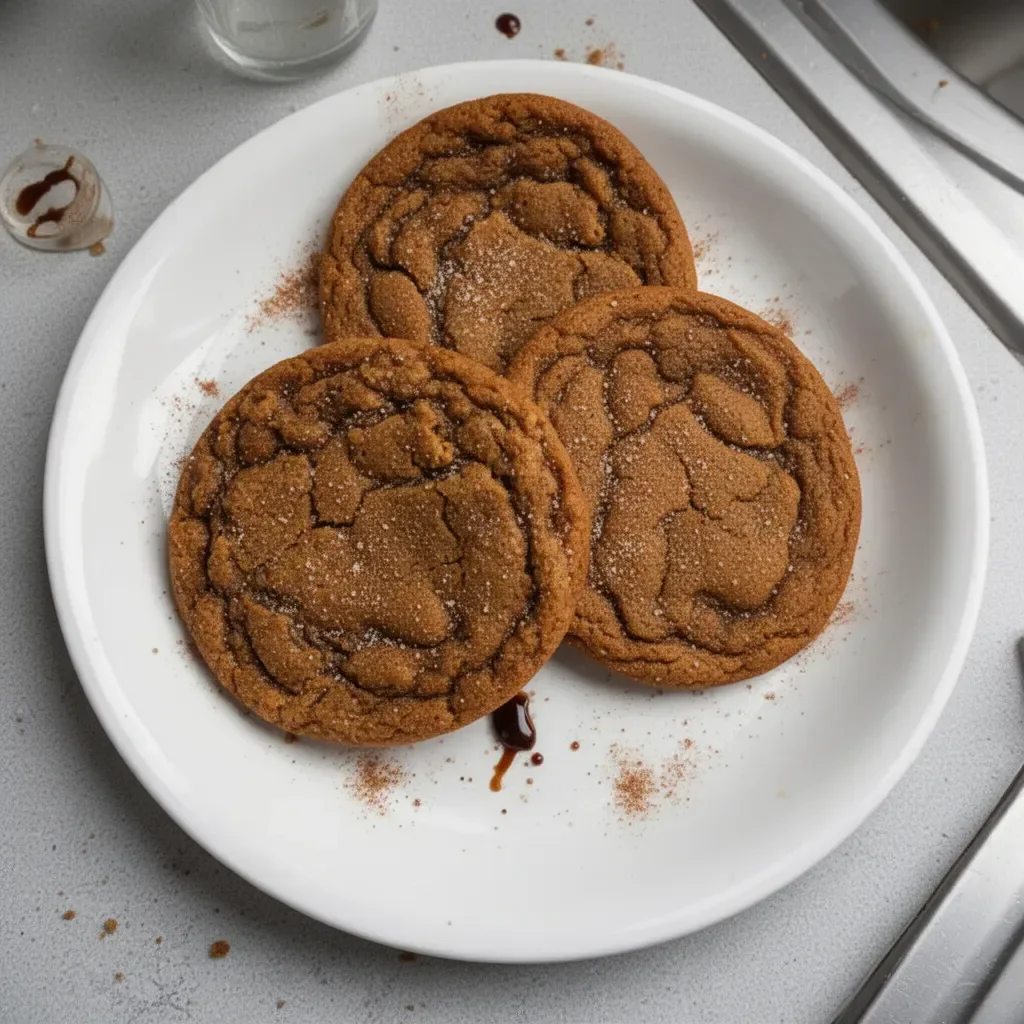 Chewy pumpkin spice molasses cookies on a cooling rack