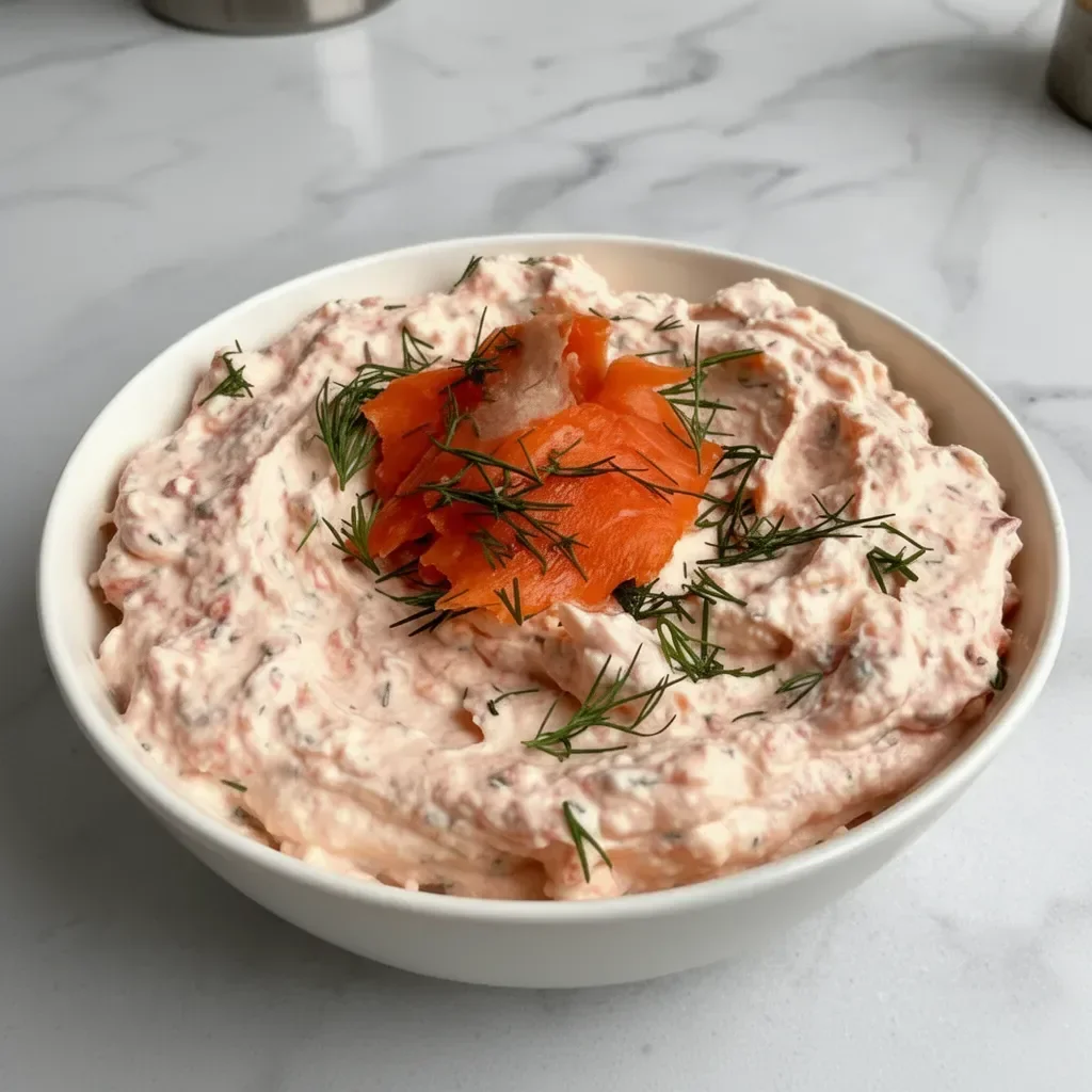 Cream Cheese Smoked Salmon Dip served in a bowl with crackers