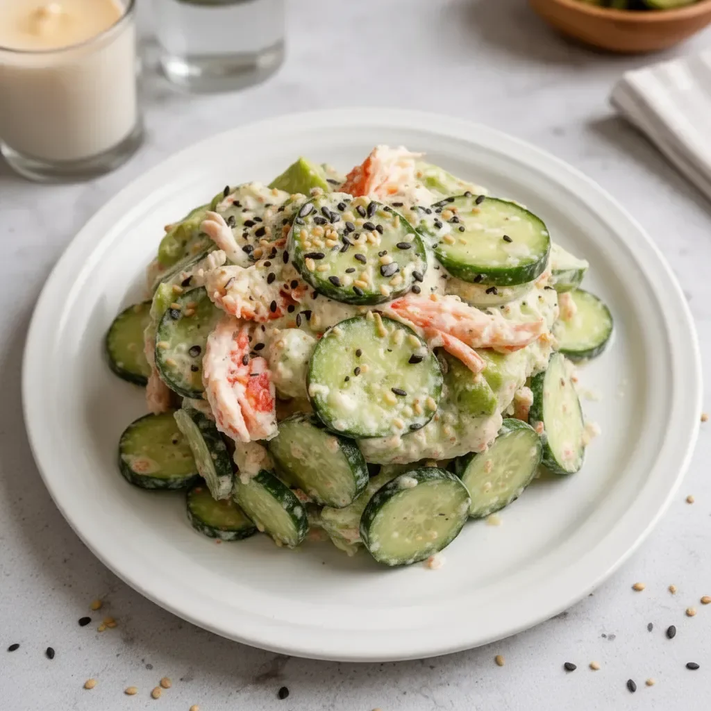 Easy California Roll Cucumber Salad with fresh ingredients for a healthy meal