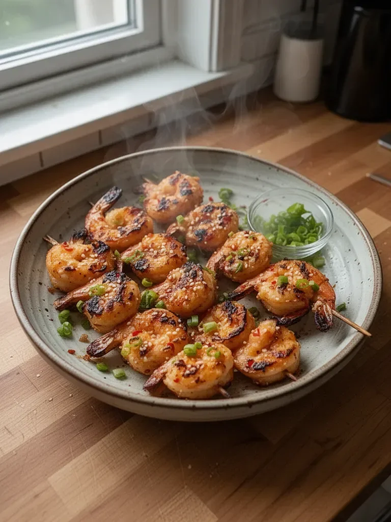 Juicy Grilled Bang Bang Shrimp Skewers - FlirtyFood
